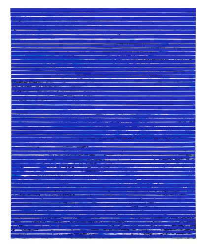 Paolo Bini, Io sono blu, 2022, acrilico e pigmenti su nastro carta su tela, 150x120 cm