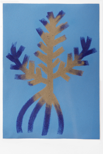 Laura Pugno, Persuasione - Euphorbia paralias, 2025, oil stick e sabbia su carta abrasiva, 72x102 cm, courtesy l'artista e la Galleria Simóndi