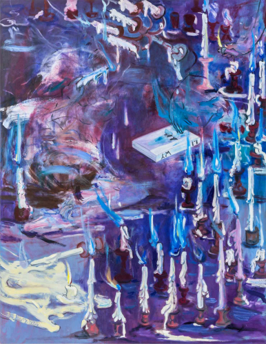 Lauren Wy, Fiamma Blu, 2024, olio su tela, 172,7x127 cm