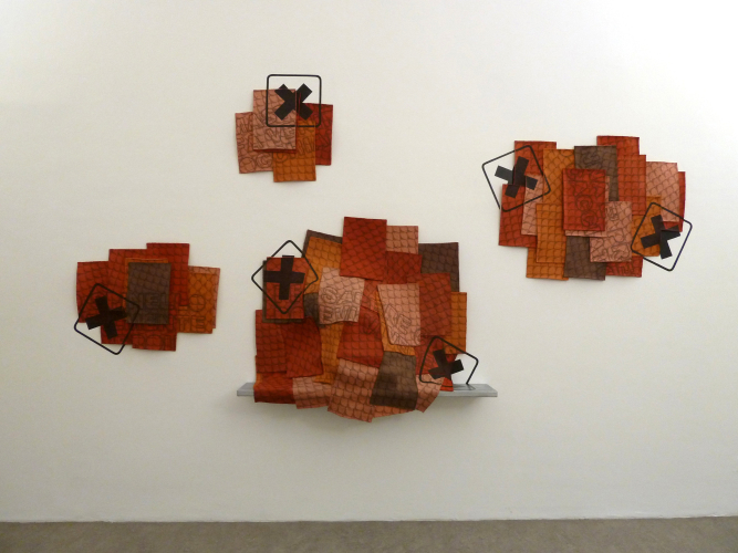 Perino & Vele, you, 2012, ferro zincato, pastello e tempera su cartapesta e su muro (59 fogli), 65x87 cm / 66,5x59,5 cm / 87x131 cm / 118x144x33 cm