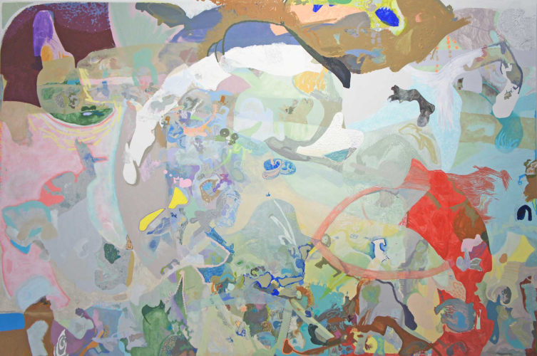 Victoria Stoian, Codri Earthquake 14'', 2016, acrilico e smalto su tela, 200x300 cm