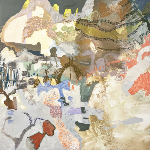 Victoria Stoian, Nistru Confines 72 km, 2023, acrilico su tela, 100x100 cm