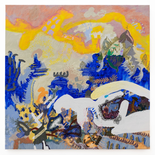 Victoria Stoian, Alianţă, 2025, acrilico su tela, 80x80 cm © ph Nadia Pugliese