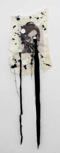 John Jurayj, Untitled (martyrs #5), 2011, archival digital print on stillborn calf with gunpowder and satin, 160x50 cm