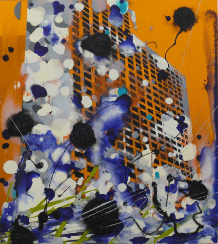 John Jurayj, Untitled (Mirror Image #8), 2006-2009, oil on light orange mirrored plexiglass, 61x56 cm