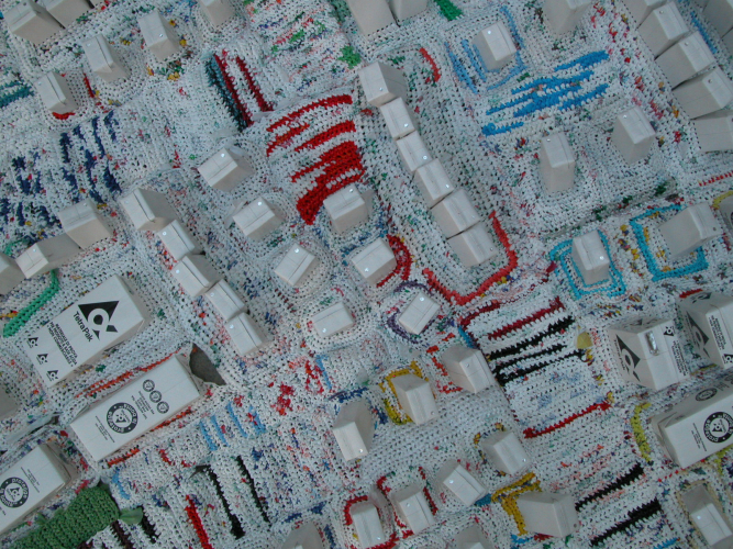 Enrica borghi, Patchwork city IV, 2008, pvc e tetrapak, 180x255 cm