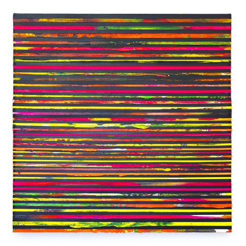 Paolo Bini, 22 23 24 25 Agosto (dalla serie Eden), 2021, acrylic and pigments on paper tape on canvas, 120x122 cm