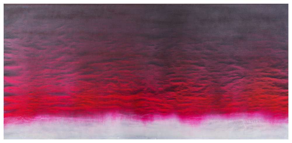 Paolo Bini, Ho vagato guardando in basso. Ora vedo, 2021, acrylic and pigments on lined paper on canvas, 100x220 cm