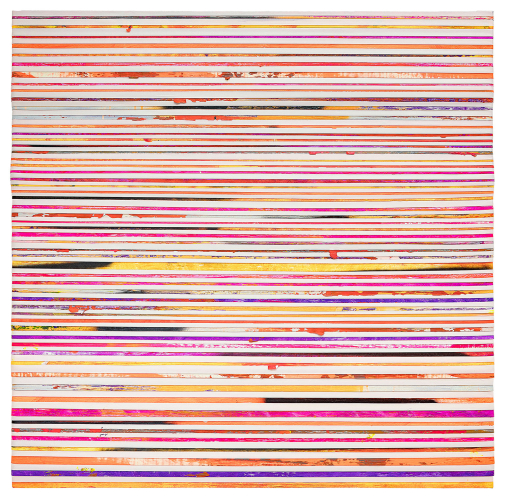 Paolo Bini, Scenario emotivo nel tentare ampiezza rosa, 2021, acrylic on tape paper on canvas, 120x120 cm