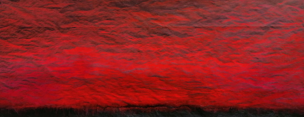 Paolo Bini, Una nuova Alba, 2021, acrylic and pigments on lined paper on canvas, 57,5x146 cm