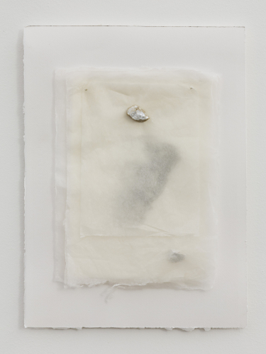 Gregorio Botta, Lieve IV, 2023, watercolor on paper, tissue paper, alabaster, 62x45x4 cm