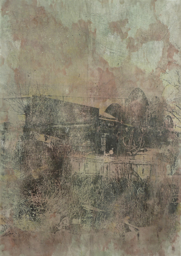 Botto&Bruno, Distant Camera II, 2019, xerox, tempera, colored pencils on paper, 84x59 cm