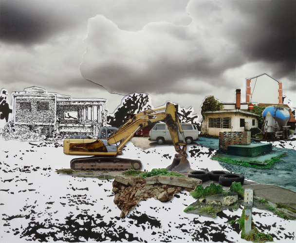 Botto&Bruno, Where the children play II, 2013, photo collage, tempera and ink on paper, 29,5x36 cm