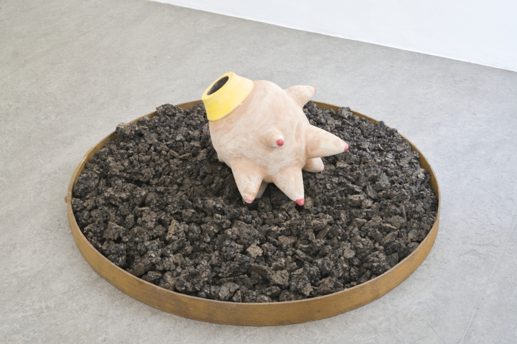 Marguerite Kahrl, Irrigators - Fertility vessel 02, 2024, terracotta and colored slip, 45x40x35 cm approx.