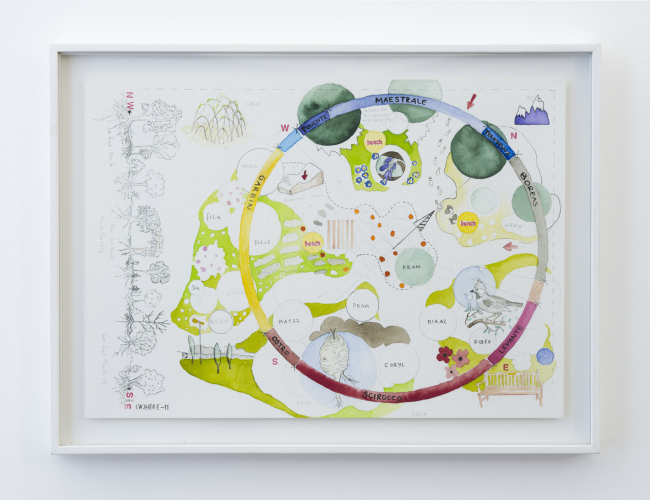 Marguerite Kahrl, (W)here, 2011, watercolor and colored pencil on paper, 36x48 cm