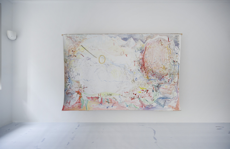 Francesca Ferreri, Campo, 2023, acrylic and oil on linen canvas, 214x325 cm, ph © Allemandi Zambotti