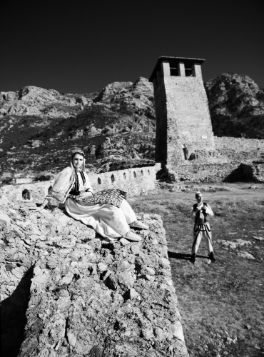 Lala Meredith-Vula, Two actors, Kruje, Albania, 2006, black and white photographic print, 140x105 cm