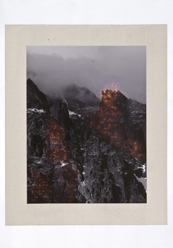 Laura Pugno, Taccuini di viaggio 02_08, 2013, abrasion on photographic print and braille page, 43x30 cm