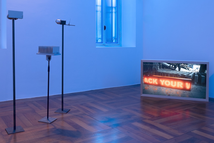 Rana Hamadeh, Thresholds of control, 2025, exhibition view, ph Nadia Pugliese