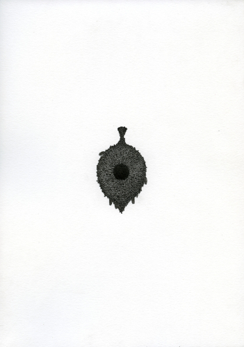Olmo Erba, Senza Titolo (Idoli), 2019, inchiostro su carta Fabriano, 21 x 29,7 cm