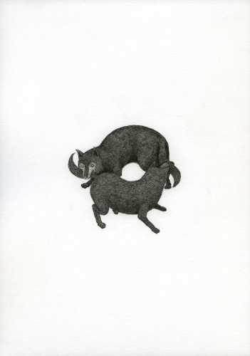 Olmo Erba, Senza Titolo (Idoli), 2019, inchiostro su carta Fabriano, 21 x 29,7 cm