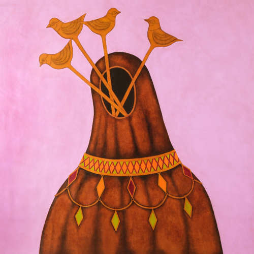 Olmo Erba, Il culto delle stelle (Spauracchio), 2025, olio e trementina veneta su Flexoid, 102x102 cm © ph Paolo Biava