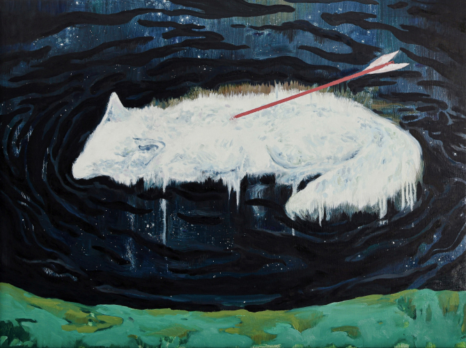 Morigen Yan, Forze nascoste in movimento, 2025, oil on canvas, 60x80 cm