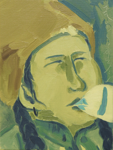 Morigen Yan, Viaggiatore 3, 2025, oil on canvas, 24x18 cm