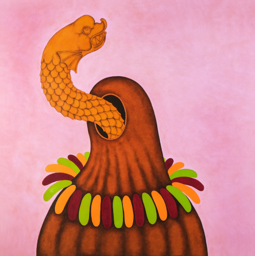 Olmo Erba, Il culto delle stelle (Granduca della fogna), 2025, oil on Flexoid, 102x102 cm © ph PaoloBiava