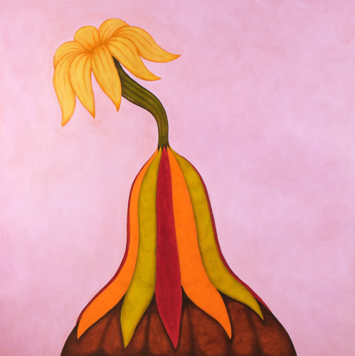 Olmo Erba, Il culto delle stelle (Fiorito), 2025, venetian oil and turpentine on Flexoid, 102x102 cm  © ph Paolo Biava