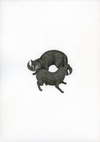 Olmo Erba, Senza Titolo (Idoli), 2019, ink on Fabriano paper, 29,7x21 cm