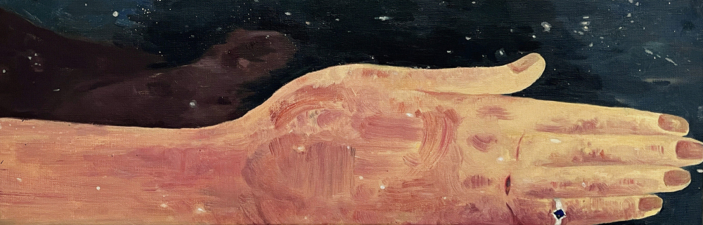 Morigen Yan, Quel dolore dell'inverno mi ha reso lucido, 2025, oil on canvas, 20x60 cm