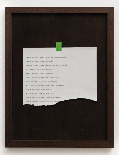 Roberto Casti, Aleph (Milano-Berlino-Lisbona-Milano), 2025, ink on paper, adhesive tape, wooden frame, glass, 40 × 30 cm, ph Lorenzo Gastaldi