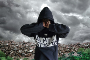 Botto&Bruno, Education not missiles, 2015, print on banner, 184,4 x230 cm